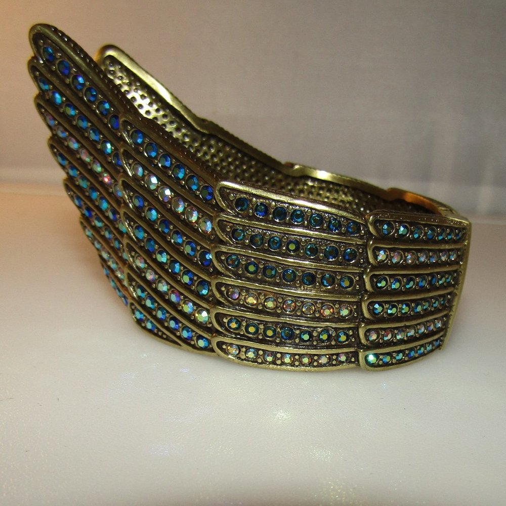 HEIDI DAUS Angel Wings Cuff Bracelet Aurora Swarovski Crystals Size Medium